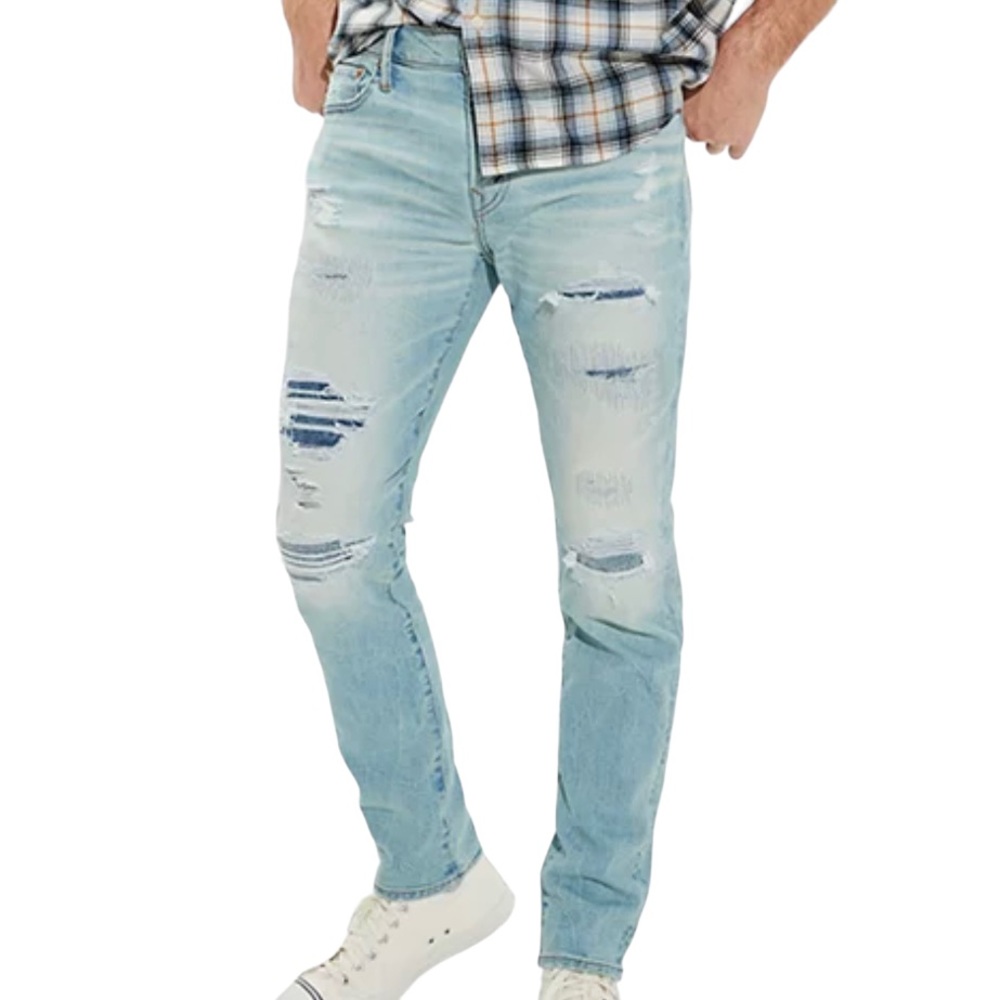 American Eagle Air Flex Temp Tech Patched Athletic Skinny Jeans